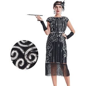 ✨ Flapper Great Gatsby Roaring 1920s Retro Tassel Fringe Sequin Dress NEW
